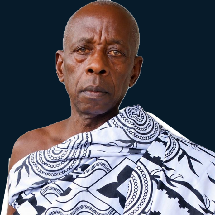 Opn. Kwabena Konadu Amankwah wearing traditional black-and-white cloth